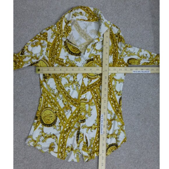 NWOT Long Sleeve Button-Up Glam Gold Chain Top (Size S) - Picture 7 of 10